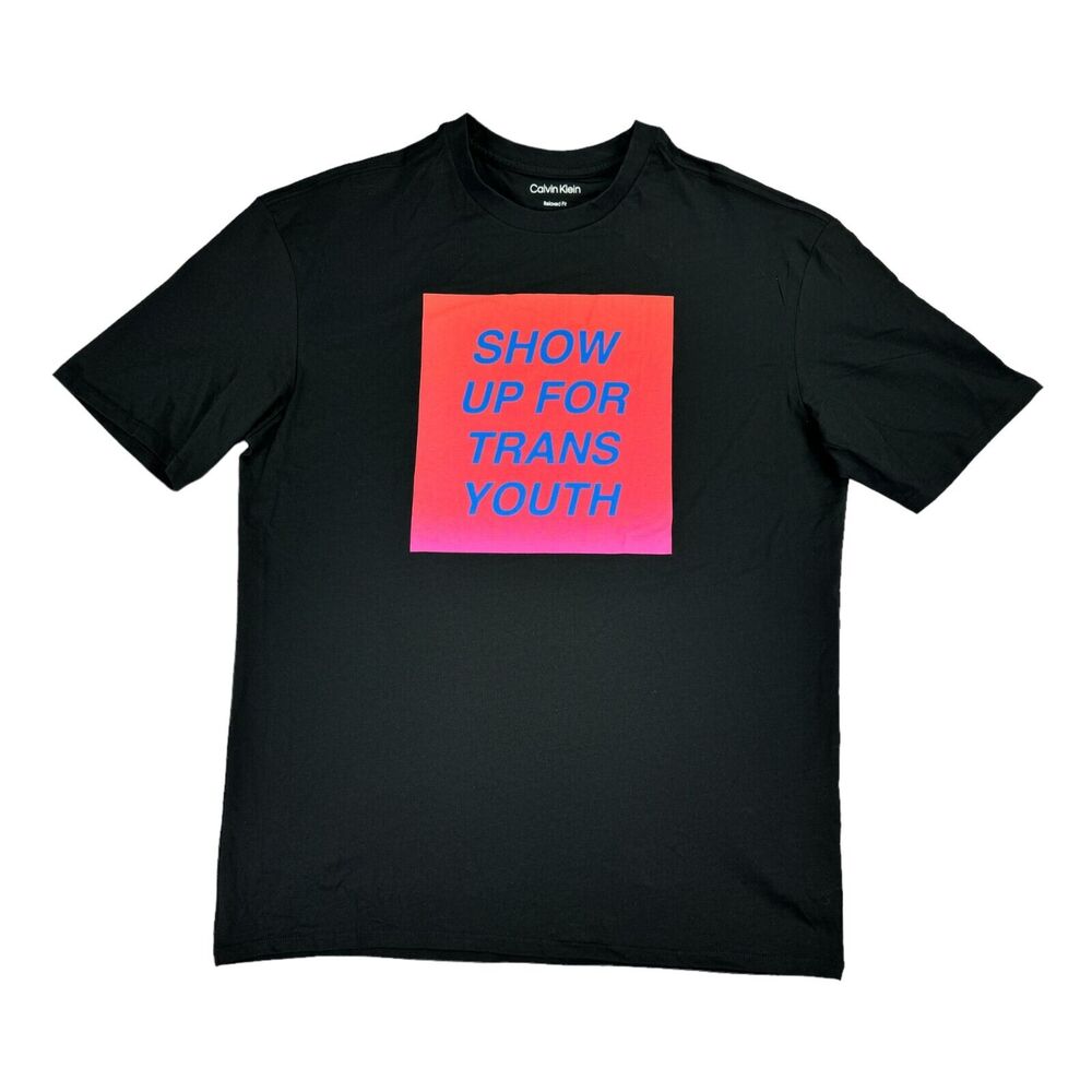 Calvin Klein Mens Relaxed Pride Show Up Graphic Short Sleeve T-Shirt Black XS